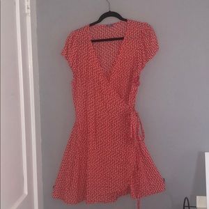 Red printed wrap dress from American Eagle